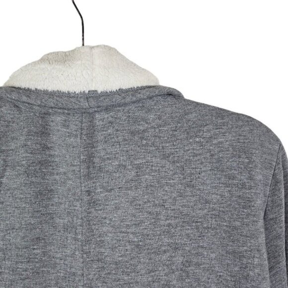 Ugg Faux Shearling Shawl Cardigan Size Medium Heather Gray Cream Ivory - Picture 2 of 16